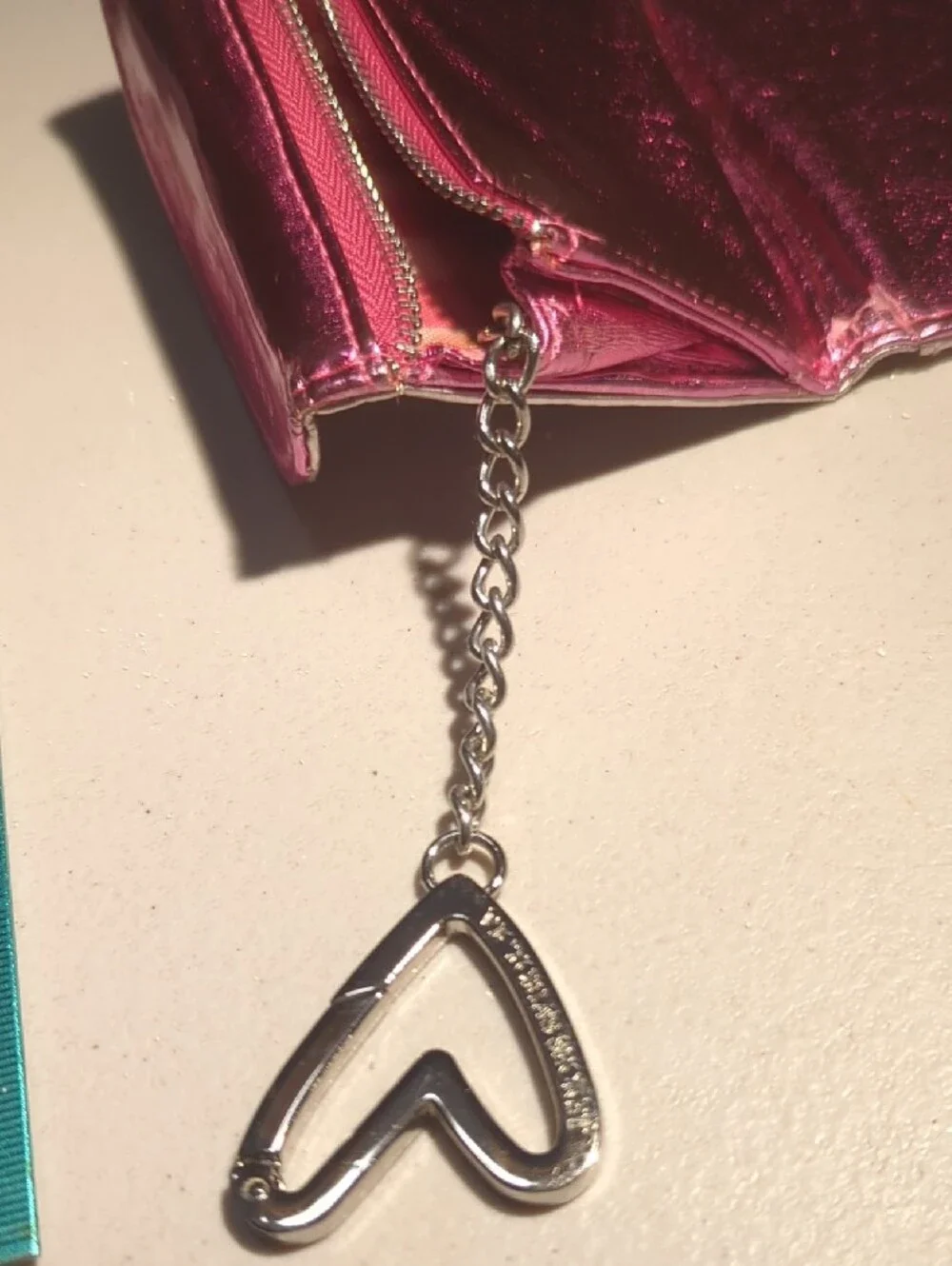 Victoria's Secret Metallic Hot Pink Mini Card Holder Keychain